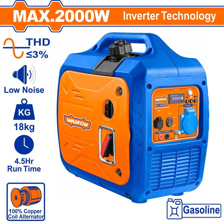 Wadfow WGEAS020 Αθόρυβη Γεννήτρια Βαλιτσάκι Inverter Βενζίνης Τετράχρονη με Χειροκίνητη Μίζα
