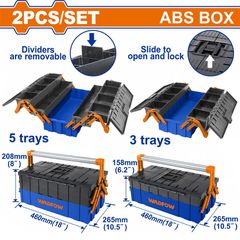 Wadfow WTB4308 Σετ Βαλίτσα Εργαλείων Πλαστική 2 τμχ.