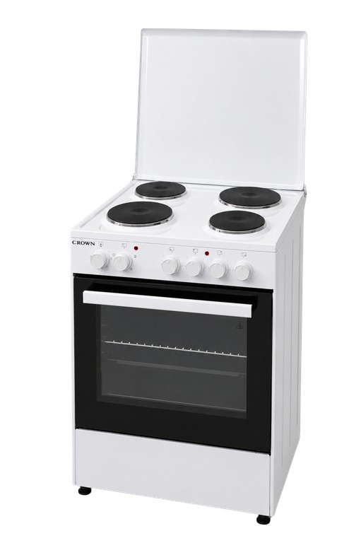 Crown CHP-6060W Ηλεκτρική Κουζίνα 60L με Εμαγιέ Εστίες 60cm Λευκή