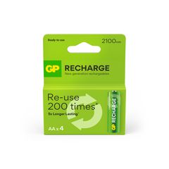 GP - Recharge Rechargeable Battery, Size AA, 2100 mAh, 4-pack / Electronics
