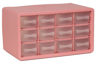 Raaco - Storage Box with 12 Drawers - Pink - 14.2 x 24.8 x 14.9 cm / Toys
