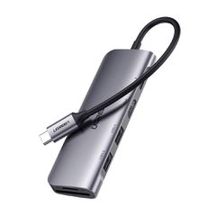 Ugreen CM195 ​​6in1 adapter USB-C - HDMI / 2x USB-A 3.0 / USB-C PD / SD / TF reader - gray