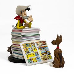 Lucky Luke & Rantanplan Figurine (Pile of Albums) / Fan Shop and Merchandise