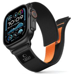 Tech-Protect Nylon Elite Strap for Apple Watch 44 / 45 / 46 / 49 mm - Black & Orange
