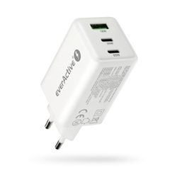 Charger GaN 1 x USB, 2 x USB-C Quick Charge 4+ 65W white