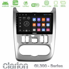 Clarion GL300 Series 4Core Android ClarionOS 2+32GB Dacia Duster/Sandero/Logan Navigation Multimedia Tablet 9" Με Carplay & Android Auto