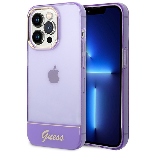 Etui Guess Translucent na iPhone 14 Pro Max - fioletowe