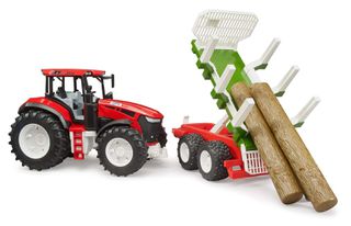 Bruder - ROADMAX Tractor with Forwarding Trailer and 3 tree trunks (03453) / Toys