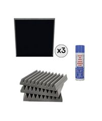 EQ Acoustics Πακέτο Αφρώδη Ηχοαπορροφητικά και Spray Βενζινόκολλας Black / 2,16 τ.μ. (Σετ)