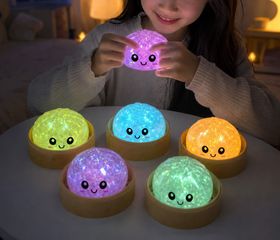 Παιχνίδι Squishy Dumpling Antistress φατσούλα με φωτισμό - 8.5cm - Πακέτο 12 τεμαχίων - 884983