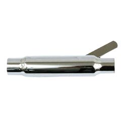 MCS Shorty straight cut universal muffler 12″ long. Chrome