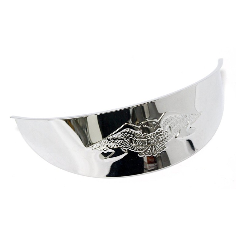 MCS Embossed eagle headlamp visor. 7″. Chrome