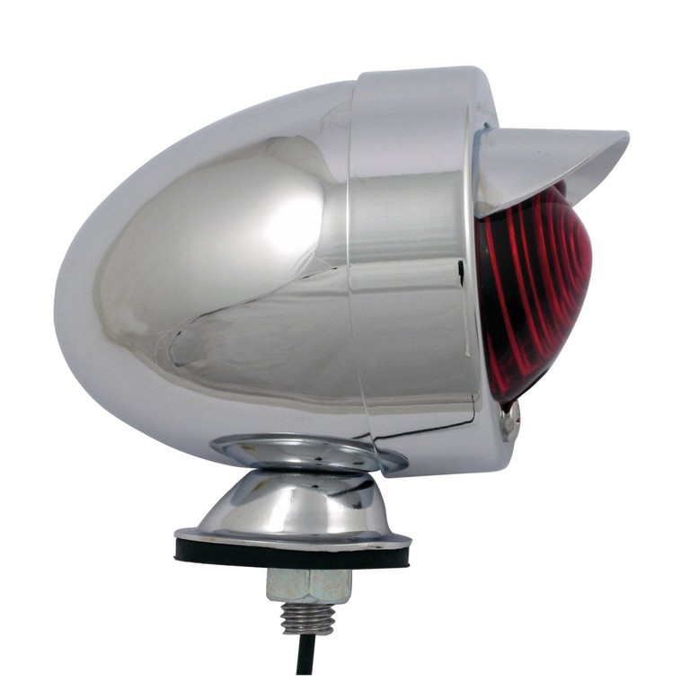 MCS Bullet marker light. Chrome. Red lens. SF. stud mount. visor