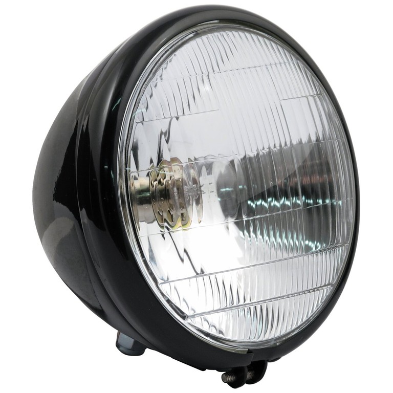 MCS 6-1/2″ springer headlamp assembly. 12v. Black