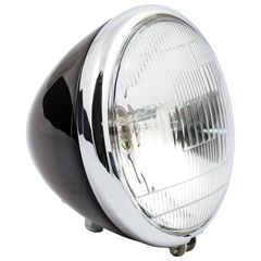 MCS 6-1/2″ springer headlamp assembly. 6v. Black/chrome