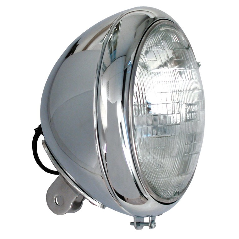 MCS 7″ H4 headlamp for FL models. Chrome