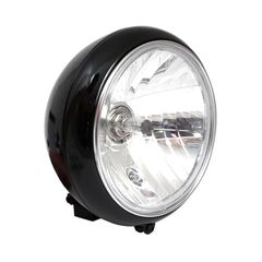 MCS 7″ H4 headlamp for FL models. Clear lens. Black
