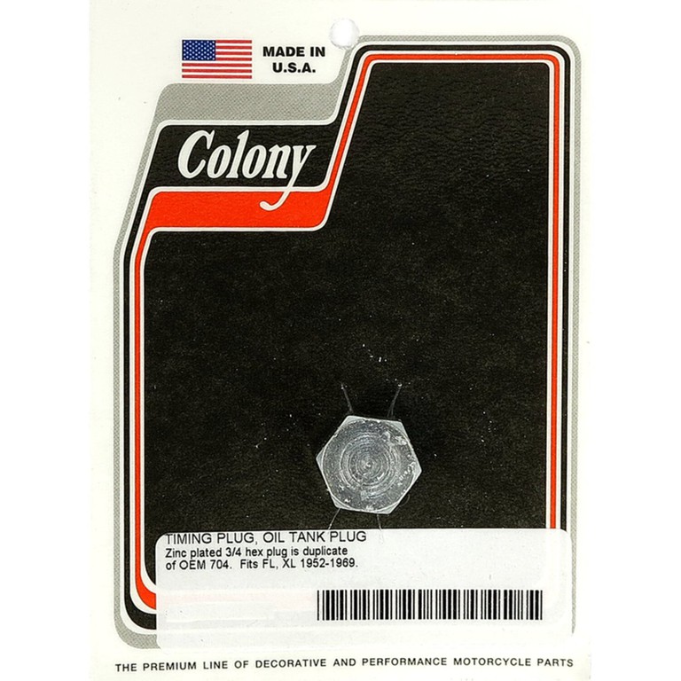 Colony Colony, timing/drain plug. Hex head. Zinc