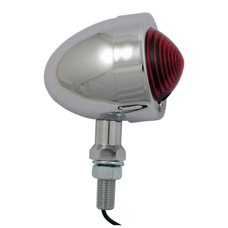 MCS Bullet marker light. Chrome. Red lens. SF. ext. stud mount
