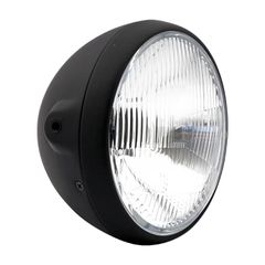 MCS British style 7″ H4 headlamp. side mount. Black