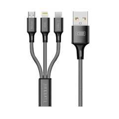 Καλώδιο Φόρτισης Και Μεταφοράς Δεδομένων USB Earldom EC-IMC017 3 In 1 Carbon 1.2m 1 Τεμάχιο