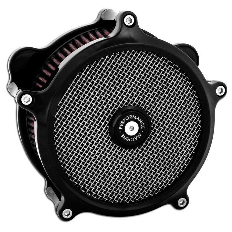 Performance Machine PM, ‘Super gas interchange’ air cleaner kit. Black