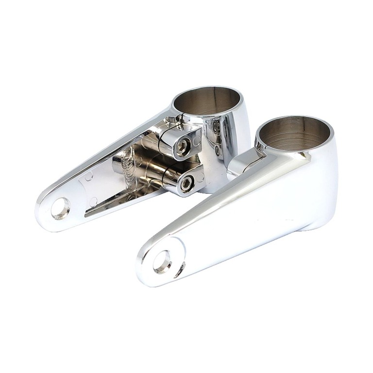 MCS Clampah, side-mount headlamp bracket assembly. Chrome