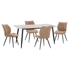 ΣΕΤ ΤΡΑΠΕΖΑΡΙΑΣ 5ΤΜΧ GAFF HM10953.03 ΚΕΡΑΜΙΚΟ TOP--ΥΦΑΣΜΑ TAUPE & ΜΕΤΑΛ.ΠΟΔΙΑ ΜΑΥΡΑ