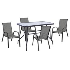 ΣΕΤ ΤΡΑΠΕΖΑΡΙΑΣ 5ΤΜΧ ADAM HM10897.01 ΤΡΑΠΕΖΙ 110x60εκ & 4 ΠΟΛΥΘΡΟΝΕΣ--ΓΚΡΙ