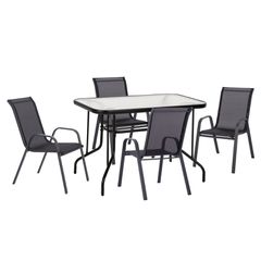 ΣΕΤ ΤΡΑΠΕΖΑΡΙΑΣ 5ΤΜΧ ADAM HM10897.03 ΤΡΑΠΕΖΙ 110x60εκ & 4 ΠΟΛΥΘΡΟΝΕΣ--ΜΑΥΡΟ