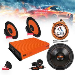 GAS-4CHPACK12SPL Πλήρες δυνατό ηχοσύστημα Gas Audio και δώρο kit καλωδίωσης