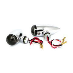 MCS Micro bullet LED taillight set. Chrome. Smoke lens