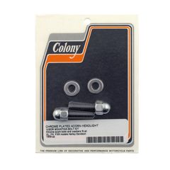 Colony Colony, headlamp visor mount bolt kit. Chrome Acorn