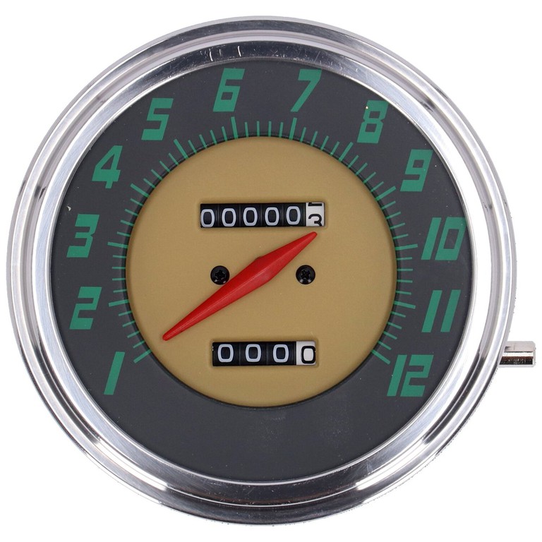 MCS FL speedometer, ’48-61 face’, green. 2:1 mph