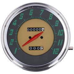 MCS FL speedometer, ’48-61 face’, green. 2:1 mph
