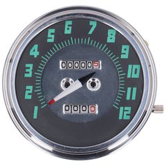 MCS FL speedometer, ’48-61 face’, green. 1:1 mph