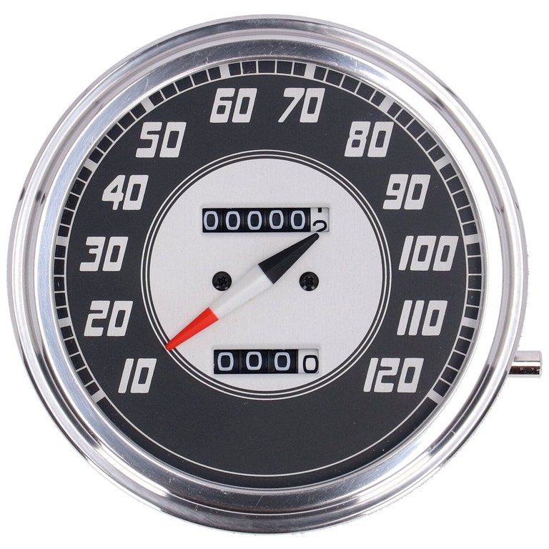 MCS FL speedometer, ’46-47 face’, silver/black. 2:1 mph