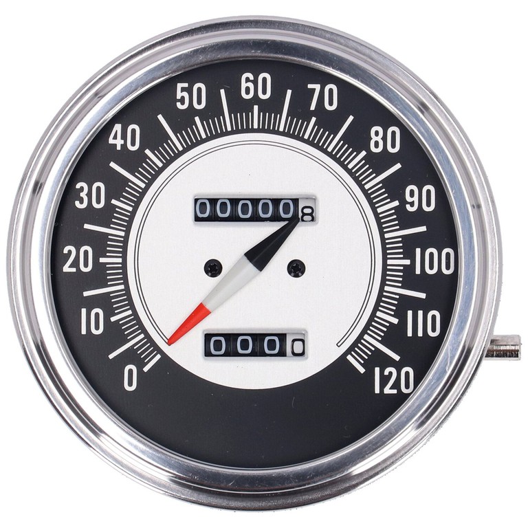 MCS FL speedometer, ’68-72 face’, black/silver. 1:1 mph