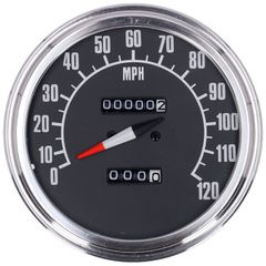 MCS FL speedometer, ’74-84 face’, black. 2.21:1 mph
