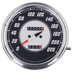 MCS FL speedometer, ’46-47 face’, silver/black. 2:1 kmh