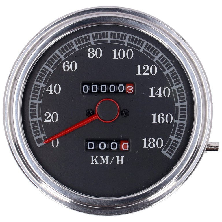 MCS FL speedometer, ’85-up face’, black. 2:1 kmh