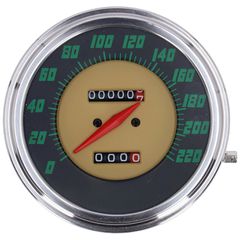 MCS FL speedometer, ’48-61 face’, green. 1:1 kmh