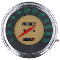 MCS FL speedometer, ’48-61 face’, green. 2:1 kmh