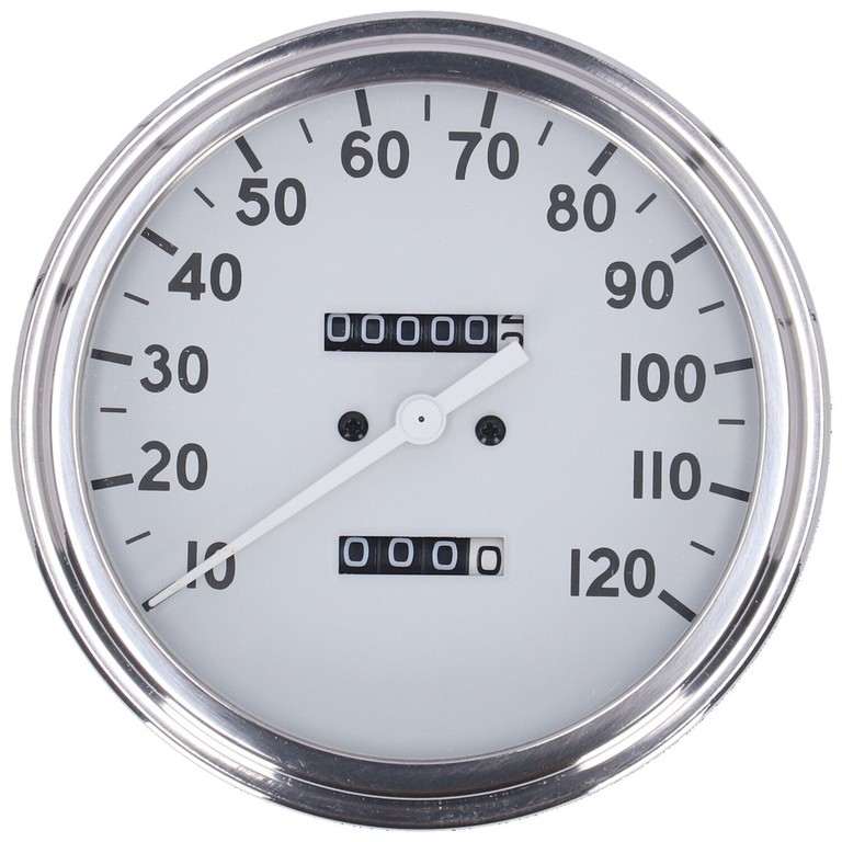 MCS FL speedometer, ’36-40 face’, white. 2.24:1 mph
