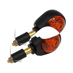 MCS Full size bulls-eye, in-bar turn signals. Black. Amber lens