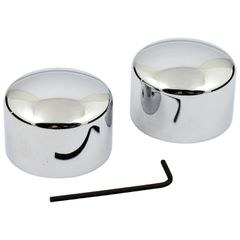 MCS Front axle nut cover kit. Chrome. Domed