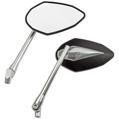 MCS ‘Double Deuce’ mirror set. Black/chr. head & silver alu stem
