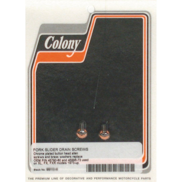 Colony Colony, fork slider drain screws. Chrome Button Head
