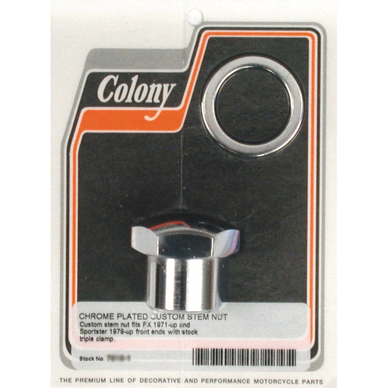 Colony Fork stem nut & washer kit. Domed. Chrome