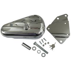 MCS Softail ribbed tool box kit, right side. Chrome
